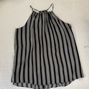 LOFT Black W blue/white Stripe Halter Camisole